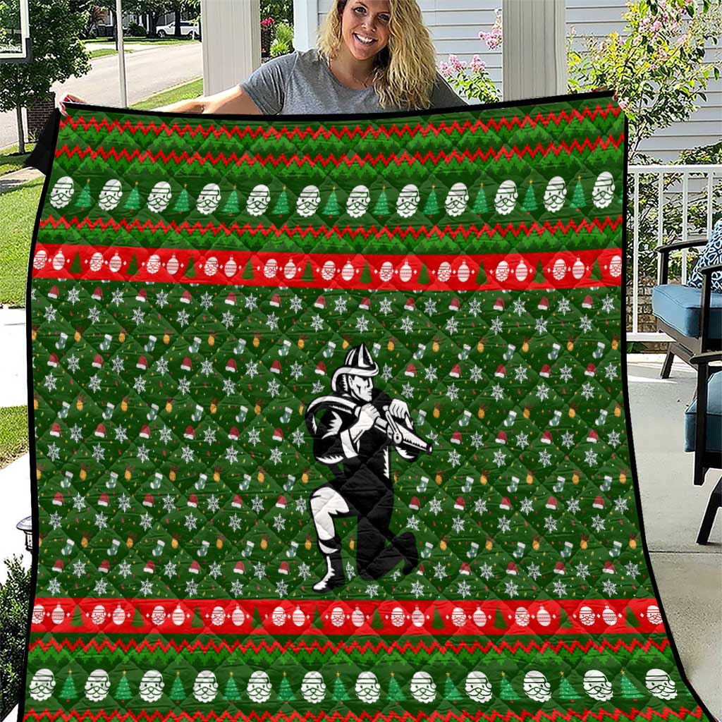 Awesome Firefighter Christmas Quilt Xmas Holiday Patterns - Wonder Print Shop