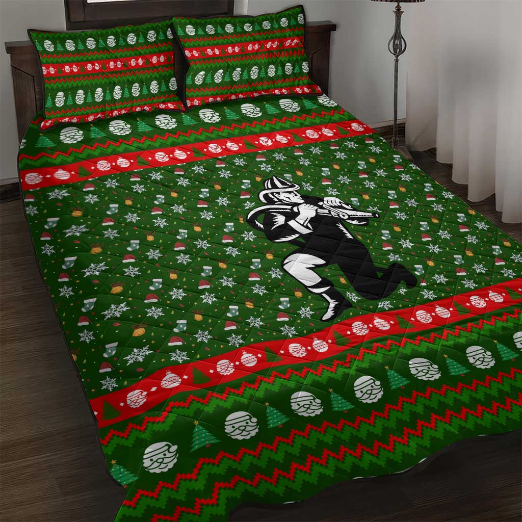 Awesome Firefighter Christmas Quilt Bed Set Xmas Holiday Patterns - Wonder Print Shop