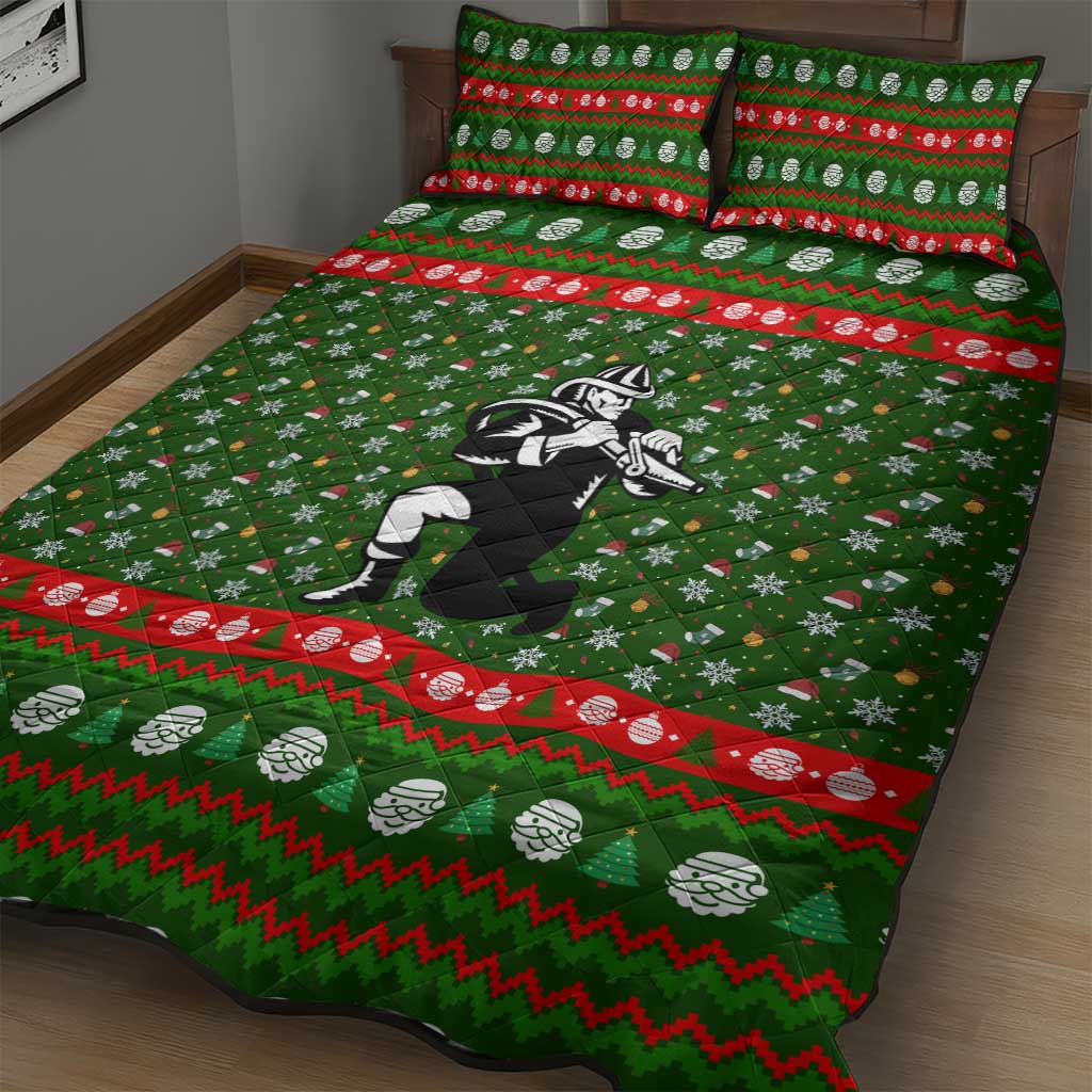 Awesome Firefighter Christmas Quilt Bed Set Xmas Holiday Patterns - Wonder Print Shop