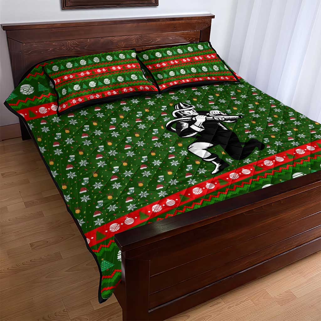 Awesome Firefighter Christmas Quilt Bed Set Xmas Holiday Patterns - Wonder Print Shop
