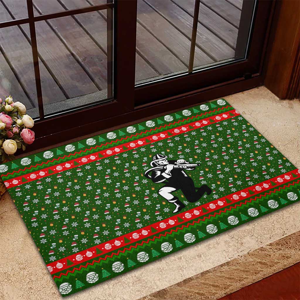 Awesome Firefighter Christmas Rubber Doormat Xmas Holiday Patterns - Wonder Print Shop