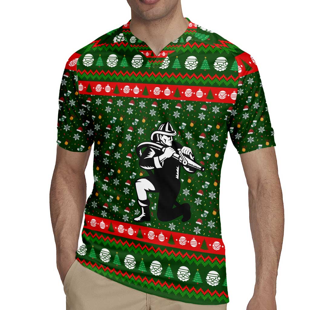 Awesome Firefighter Christmas Rugby Jersey Xmas Holiday Patterns - Wonder Print Shop