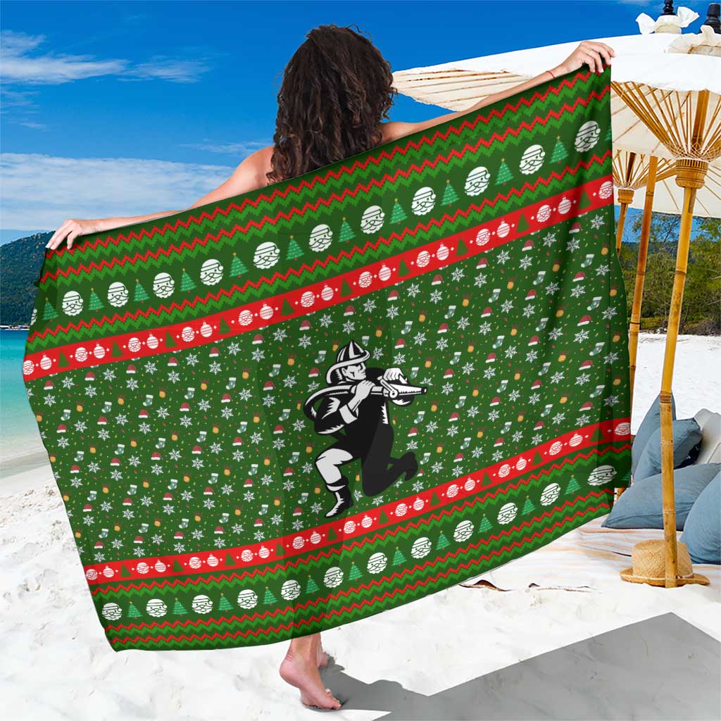 Awesome Firefighter Christmas Sarong Xmas Holiday Patterns - Wonder Print Shop