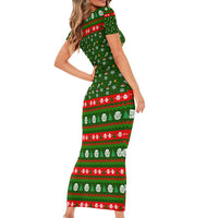 Awesome Firefighter Christmas Short Sleeve Bodycon Dress Xmas Holiday Patterns - Wonder Print Shop