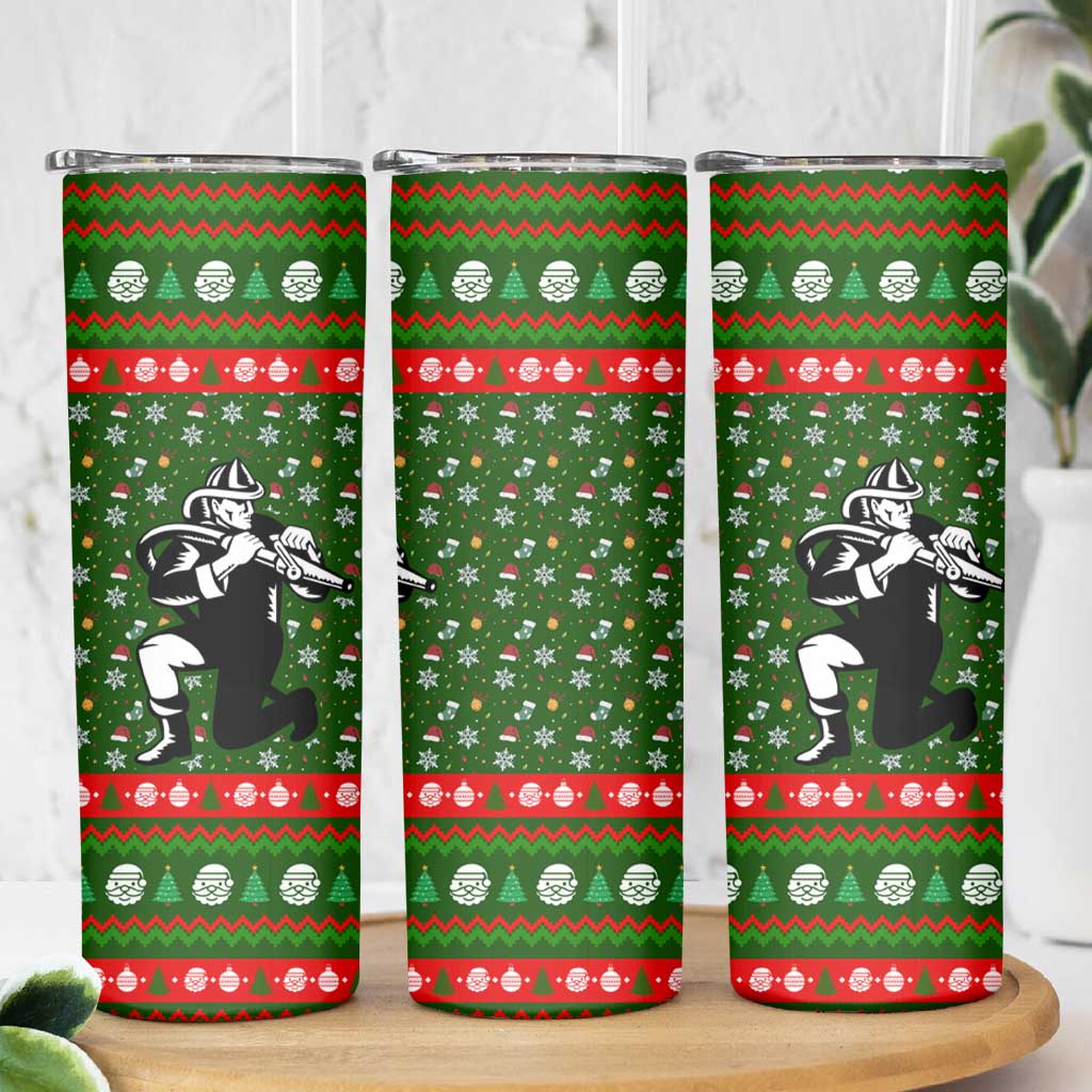 Awesome Firefighter Christmas Skinny Tumbler Xmas Holiday Patterns - Wonder Print Shop