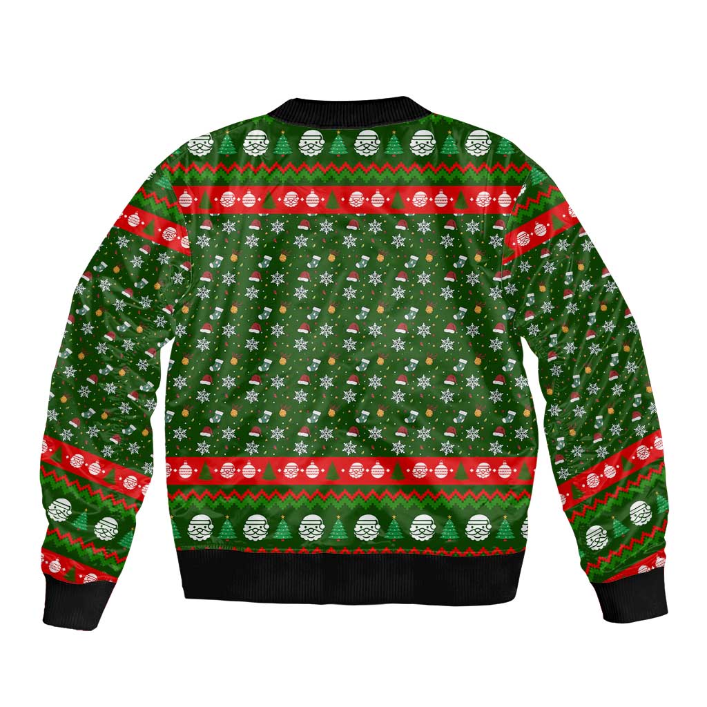 Awesome Firefighter Christmas Sleeve Zip Bomber Jacket Xmas Holiday Patterns - Wonder Print Shop