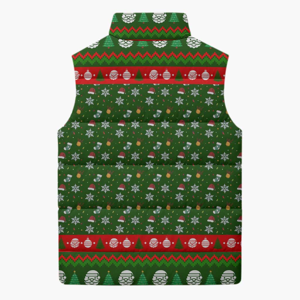 Awesome Firefighter Christmas Sleeveless Puffer Jacket Xmas Holiday Patterns - Wonder Print Shop