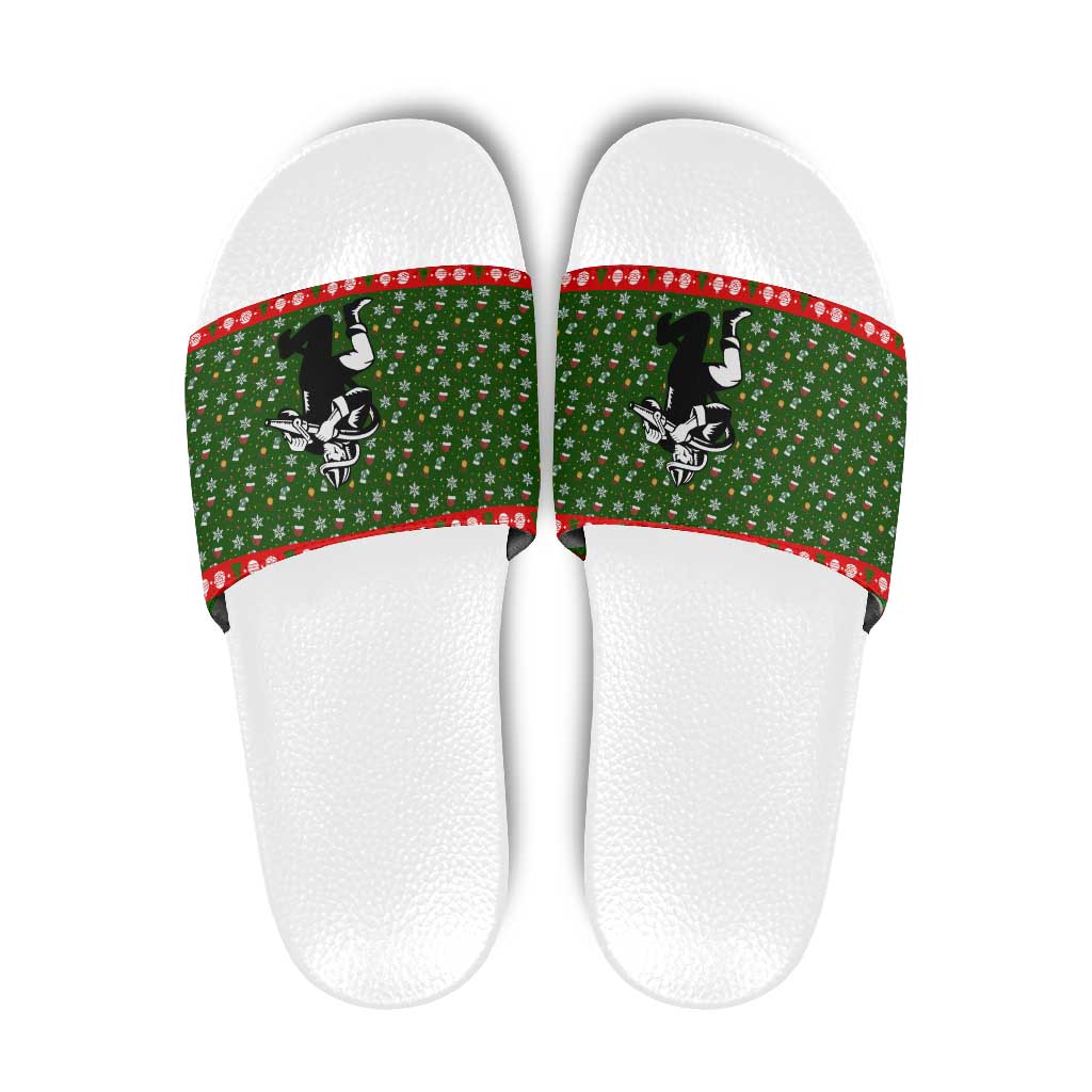 Awesome Firefighter Christmas Slide Sandals Xmas Holiday Patterns - Wonder Print Shop