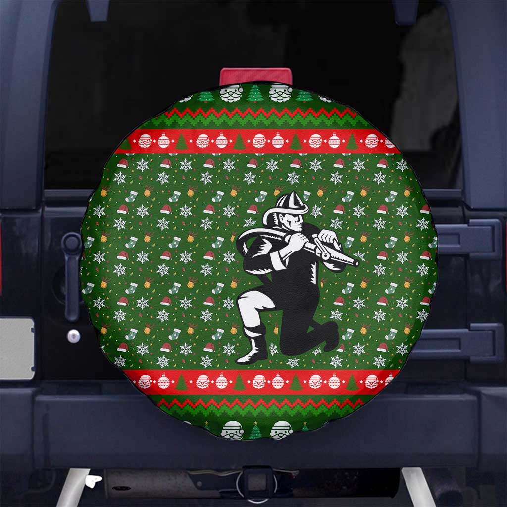Awesome Firefighter Christmas Spare Tire Cover Xmas Holiday Patterns - Wonder Print Shop