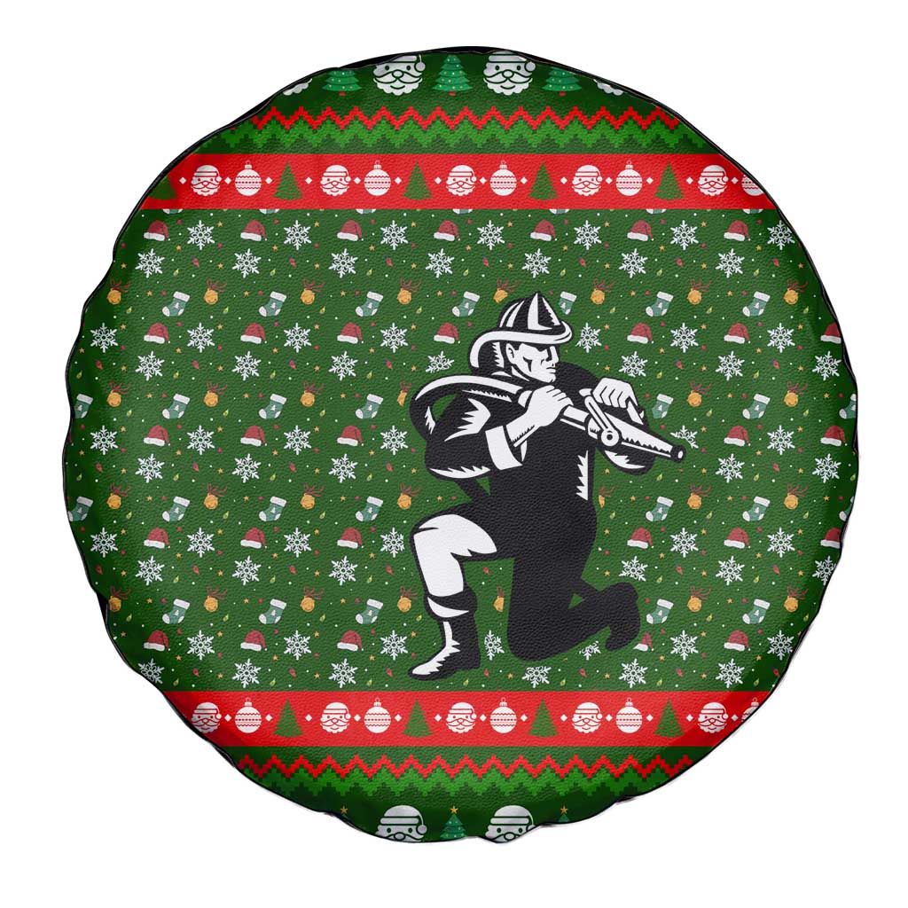 Awesome Firefighter Christmas Spare Tire Cover Xmas Holiday Patterns - Wonder Print Shop