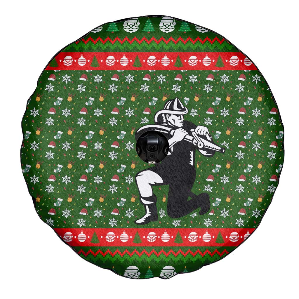 Awesome Firefighter Christmas Spare Tire Cover Xmas Holiday Patterns - Wonder Print Shop