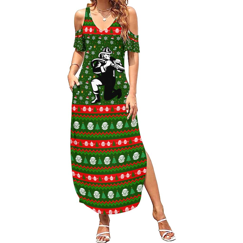 Awesome Firefighter Christmas Summer Maxi Dress Xmas Holiday Patterns - Wonder Print Shop