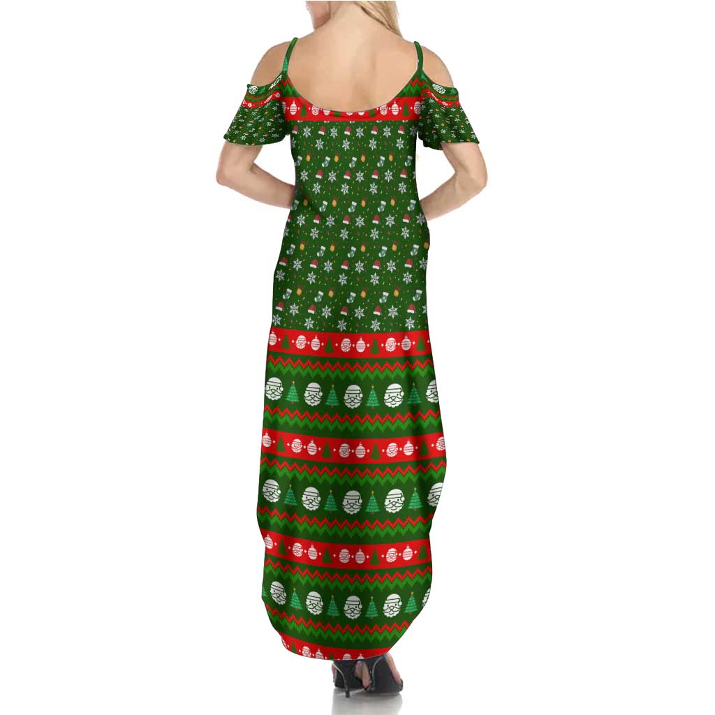 Awesome Firefighter Christmas Summer Maxi Dress Xmas Holiday Patterns - Wonder Print Shop