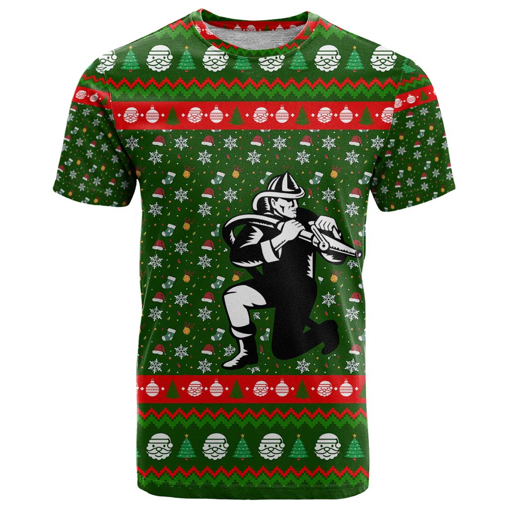 Awesome Firefighter Christmas T Shirt Xmas Holiday Patterns - Wonder Print Shop