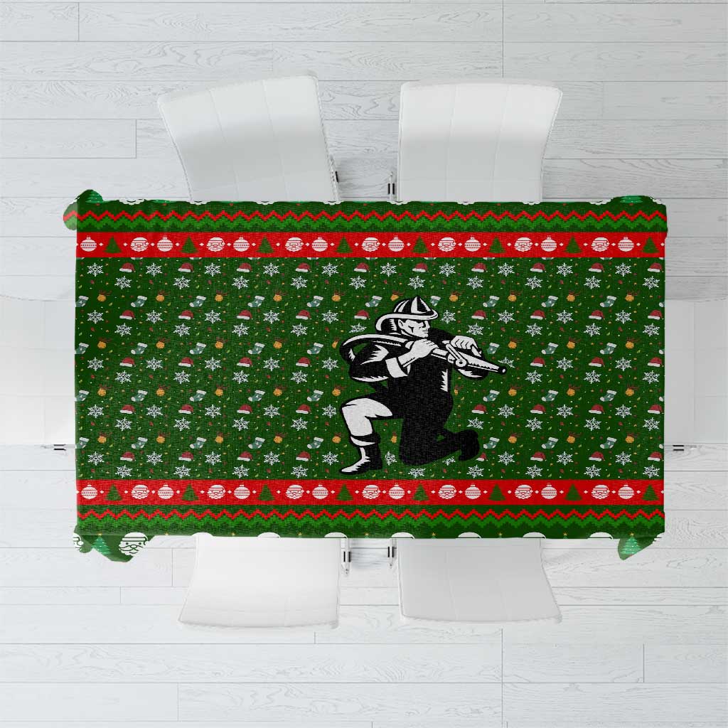 Awesome Firefighter Christmas Tablecloth Xmas Holiday Patterns - Wonder Print Shop