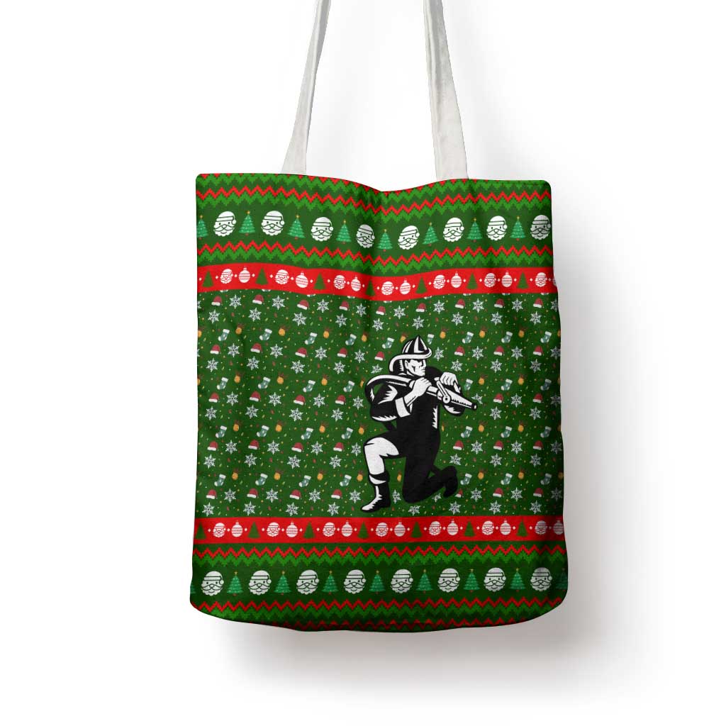 Awesome Firefighter Christmas Tote Bag Xmas Holiday Patterns - Wonder Print Shop