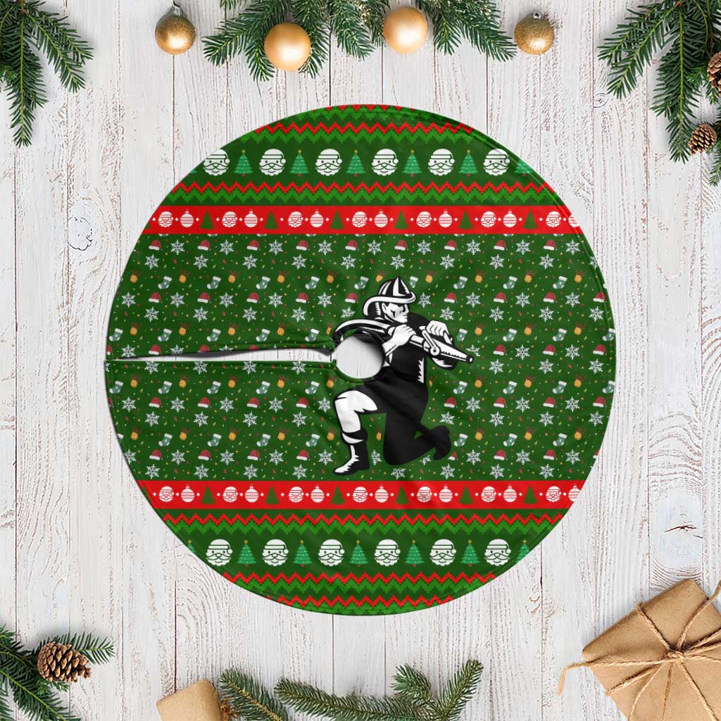 Awesome Firefighter Christmas Tree Skirt Xmas Holiday Patterns - Wonder Print Shop