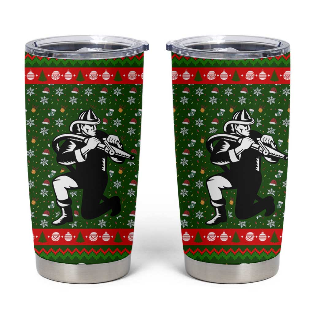 Awesome Firefighter Christmas Tumbler Cup Xmas Holiday Patterns - Wonder Print Shop