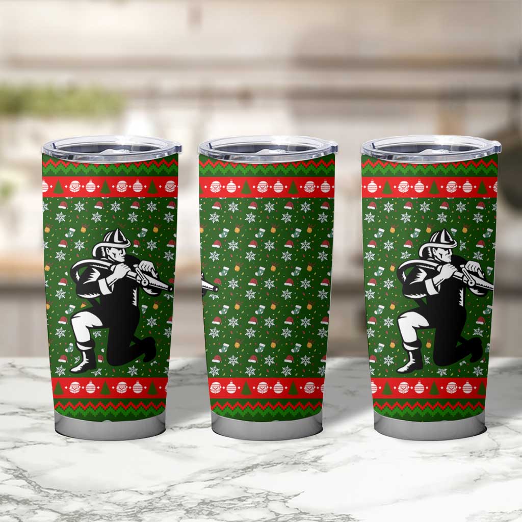 Awesome Firefighter Christmas Tumbler Cup Xmas Holiday Patterns - Wonder Print Shop