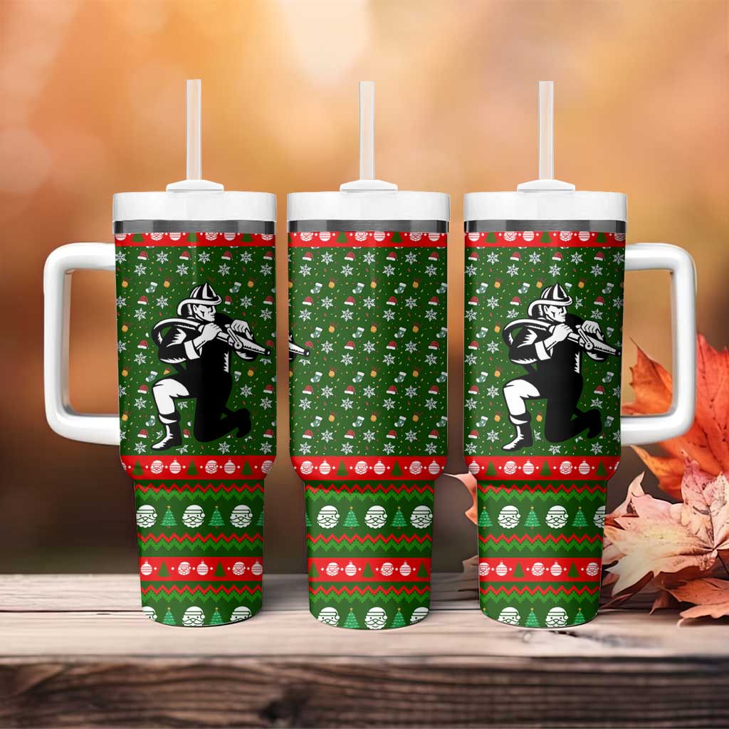 Awesome Firefighter Christmas Tumbler With Handle Xmas Holiday Patterns - Wonder Print Shop
