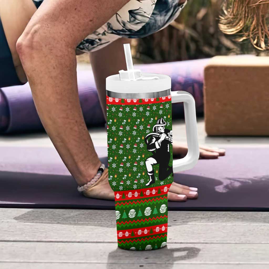 Awesome Firefighter Christmas Tumbler With Handle Xmas Holiday Patterns - Wonder Print Shop