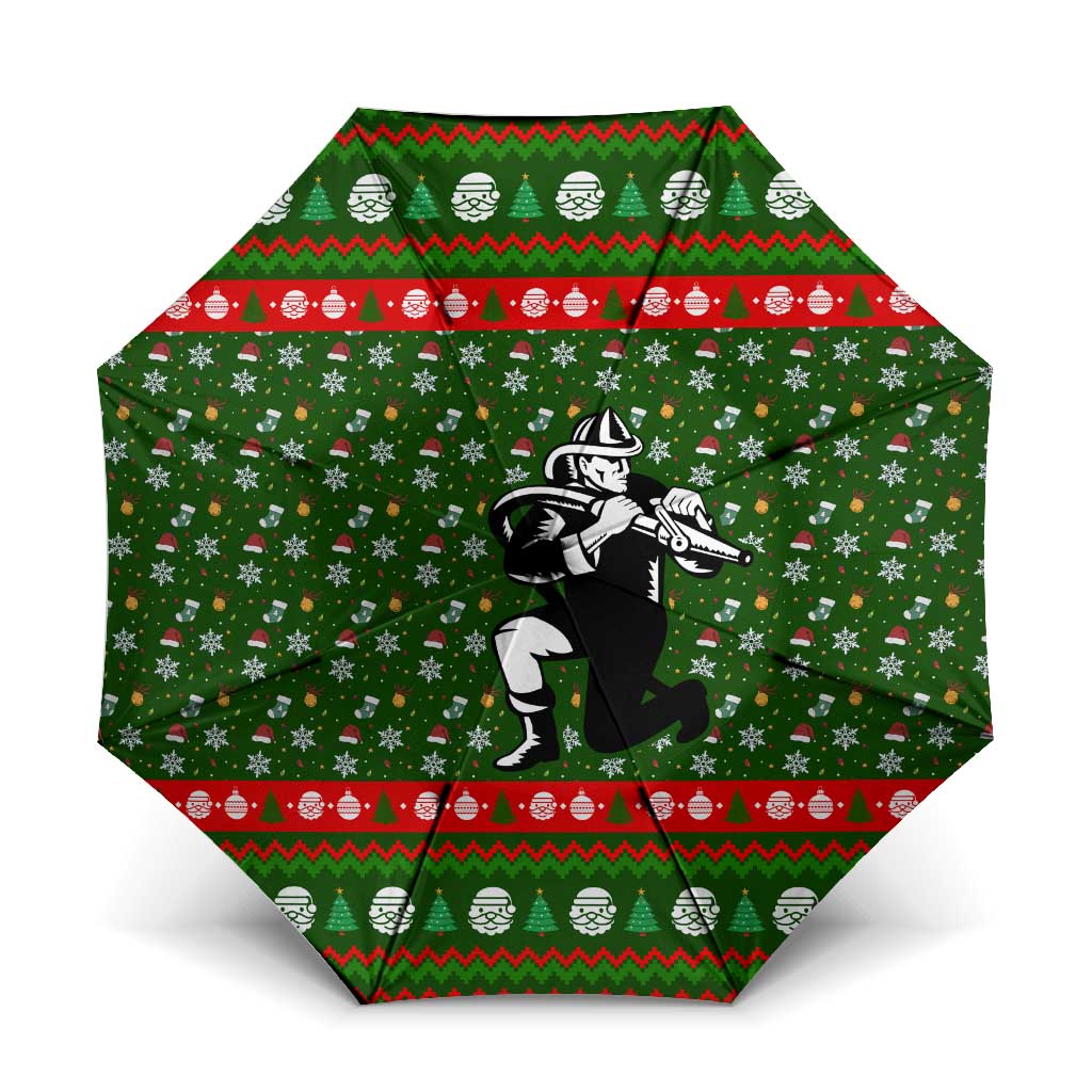Awesome Firefighter Christmas Umbrella Xmas Holiday Patterns - Wonder Print Shop