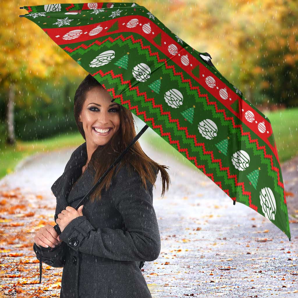 Awesome Firefighter Christmas Umbrella Xmas Holiday Patterns - Wonder Print Shop