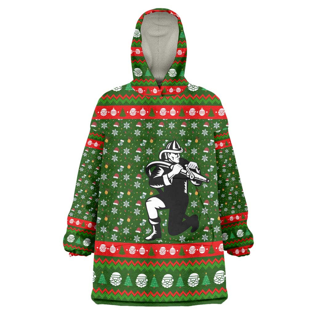 Awesome Firefighter Christmas Wearable Blanket Hoodie Xmas Holiday Patterns - Wonder Print Shop