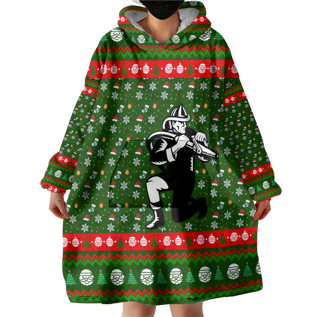 Awesome Firefighter Christmas Wearable Blanket Hoodie Xmas Holiday Patterns - Wonder Print Shop