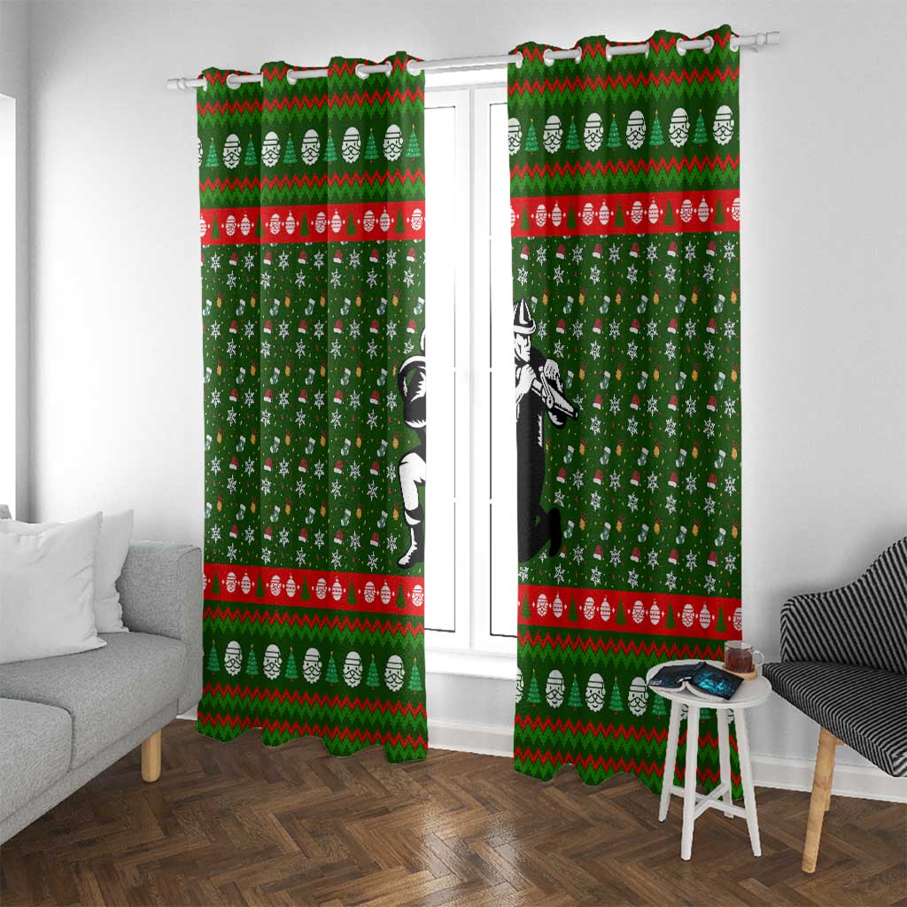Awesome Firefighter Christmas Window Curtain Xmas Holiday Patterns - Wonder Print Shop