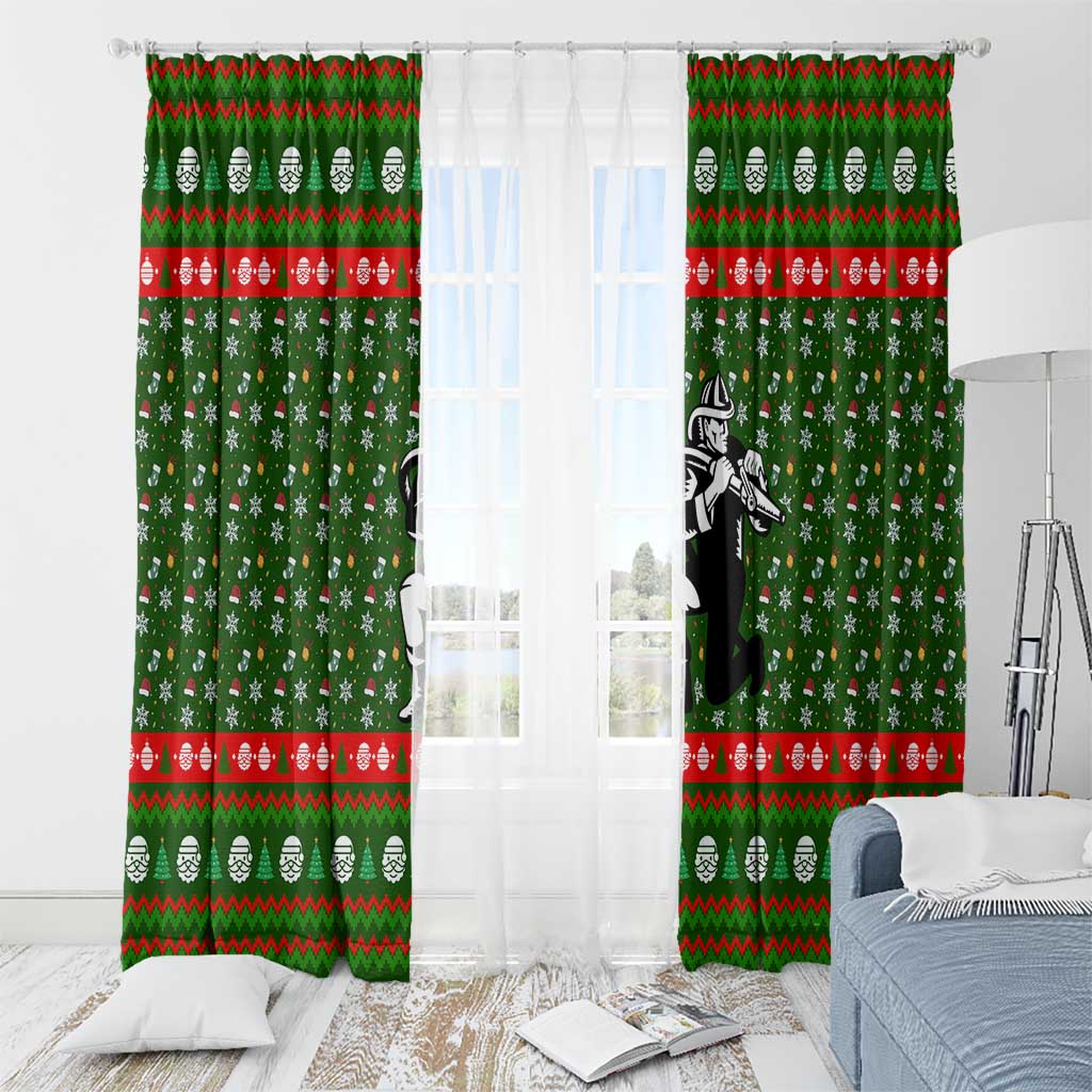 Awesome Firefighter Christmas Window Curtain Xmas Holiday Patterns - Wonder Print Shop