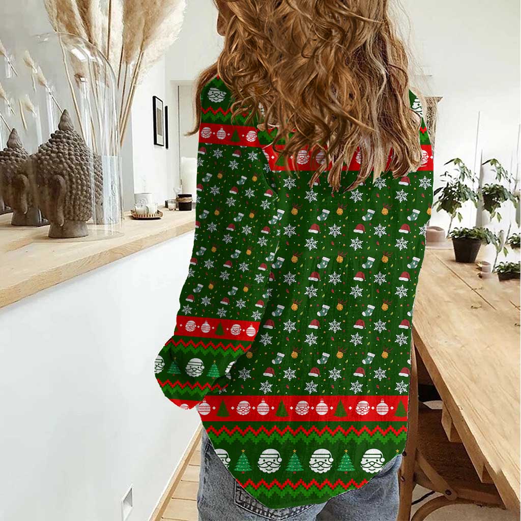 Awesome Firefighter Christmas Women Casual Shirt Xmas Holiday Patterns - Wonder Print Shop
