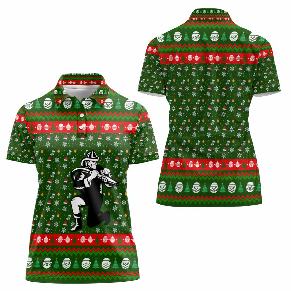 Awesome Firefighter Christmas Women Polo Shirt Xmas Holiday Patterns - Wonder Print Shop