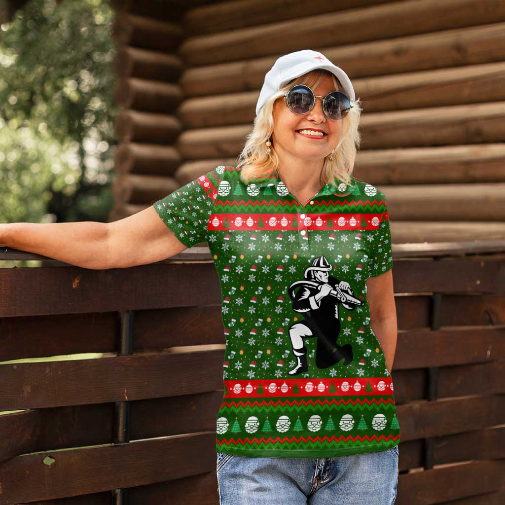 Awesome Firefighter Christmas Women Polo Shirt Xmas Holiday Patterns - Wonder Print Shop