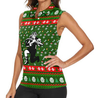 Awesome Firefighter Christmas Women Sleeveless Polo Shirt Xmas Holiday Patterns - Wonder Print Shop