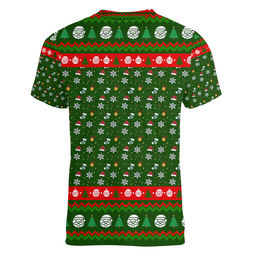 Awesome Firefighter Christmas Women V-Neck T-Shirt Xmas Holiday Patterns - Wonder Print Shop