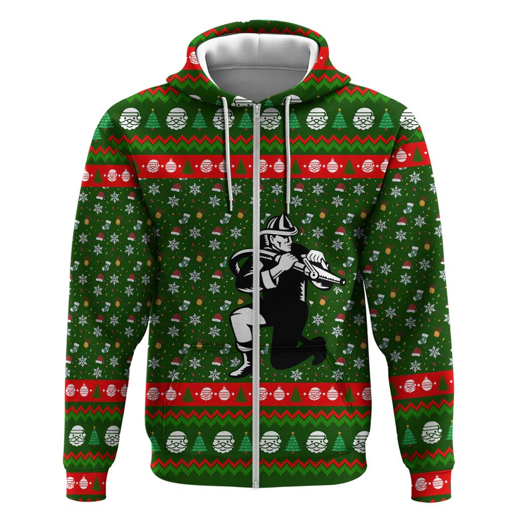 Awesome Firefighter Christmas Zip Hoodie Xmas Holiday Patterns - Wonder Print Shop