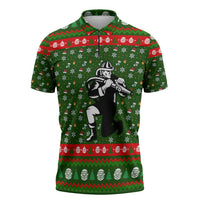 Awesome Firefighter Christmas Zipper Polo Shirt Xmas Holiday Patterns - Wonder Print Shop