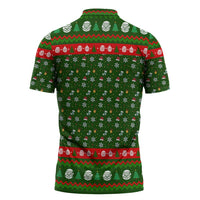 Awesome Firefighter Christmas Zipper Polo Shirt Xmas Holiday Patterns - Wonder Print Shop