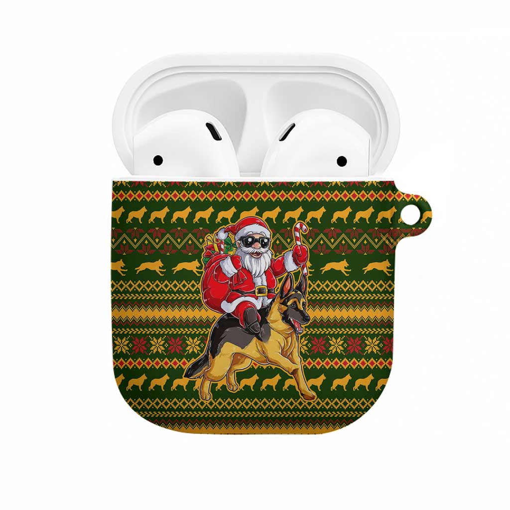 Awesome German Shepherd Dog Santa Claus Christmas AirPods Case Xmas Holiday Patterns - Wonder Print Shop