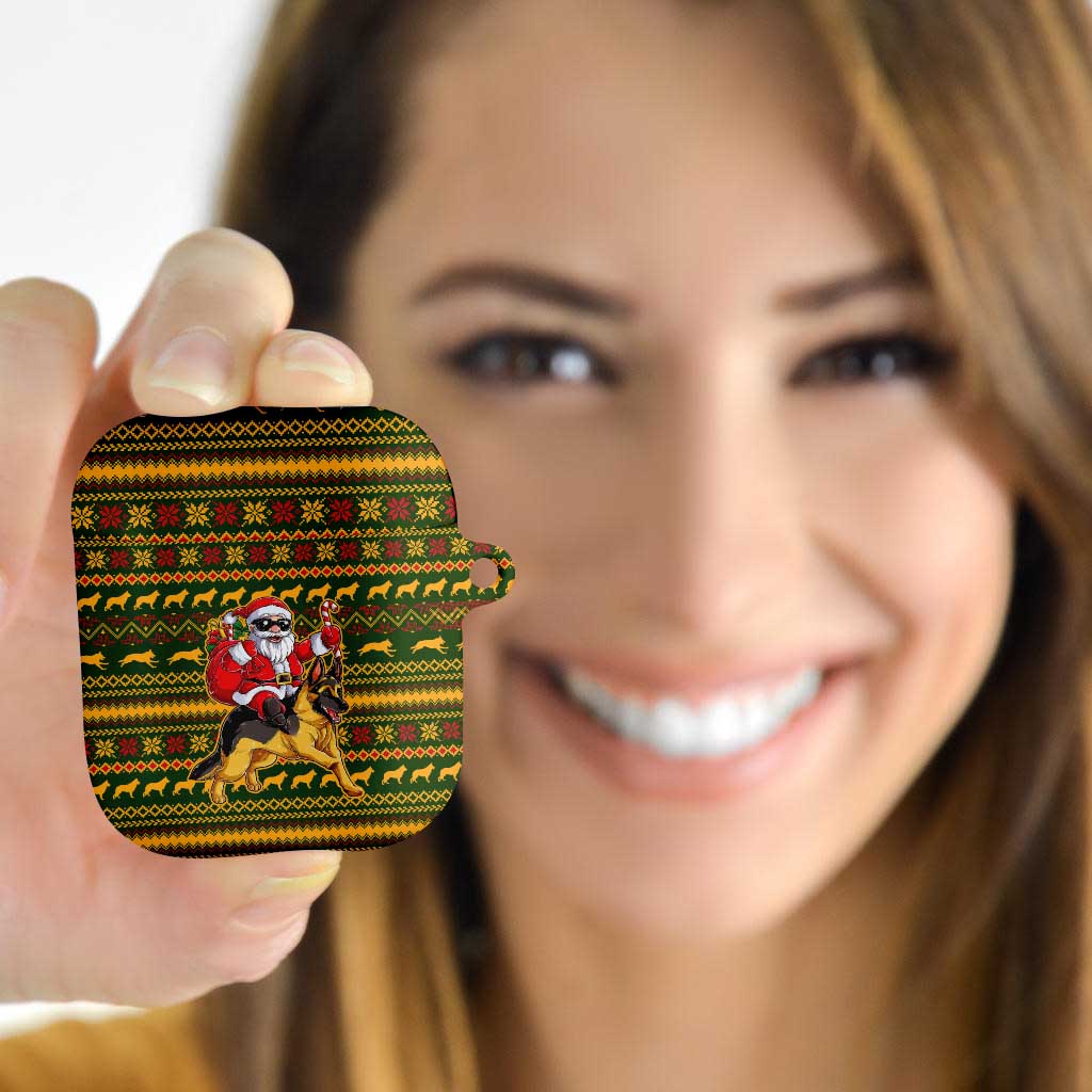 Awesome German Shepherd Dog Santa Claus Christmas AirPods Case Xmas Holiday Patterns - Wonder Print Shop