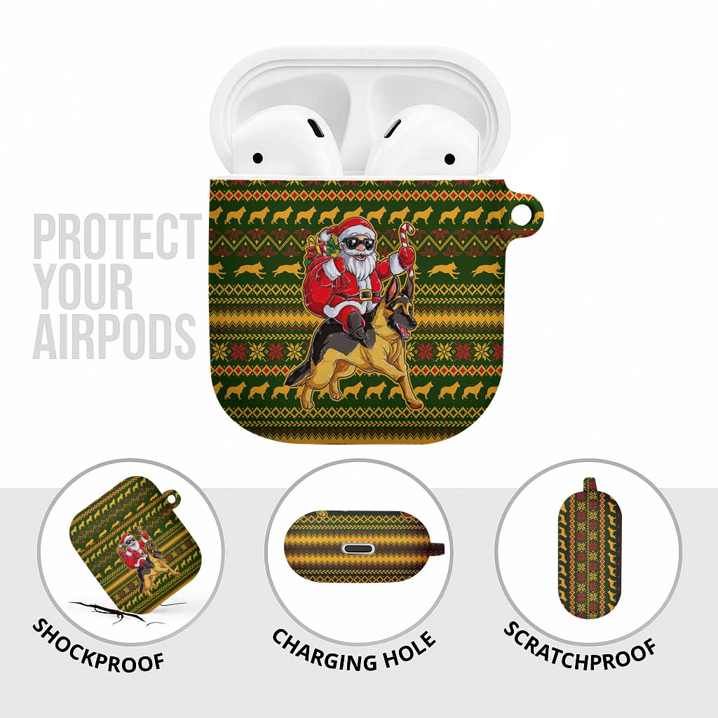 Awesome German Shepherd Dog Santa Claus Christmas AirPods Case Xmas Holiday Patterns - Wonder Print Shop