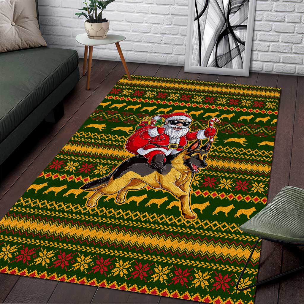 Awesome German Shepherd Dog Santa Claus Christmas Area Rug Xmas Holiday Patterns - Wonder Print Shop