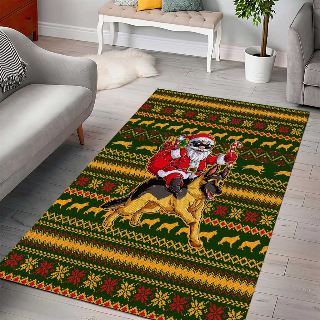 Awesome German Shepherd Dog Santa Claus Christmas Area Rug Xmas Holiday Patterns - Wonder Print Shop