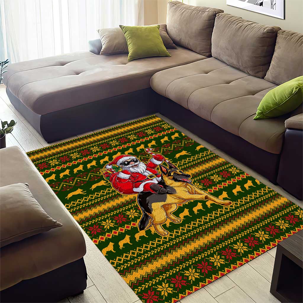 Awesome German Shepherd Dog Santa Claus Christmas Area Rug Xmas Holiday Patterns - Wonder Print Shop