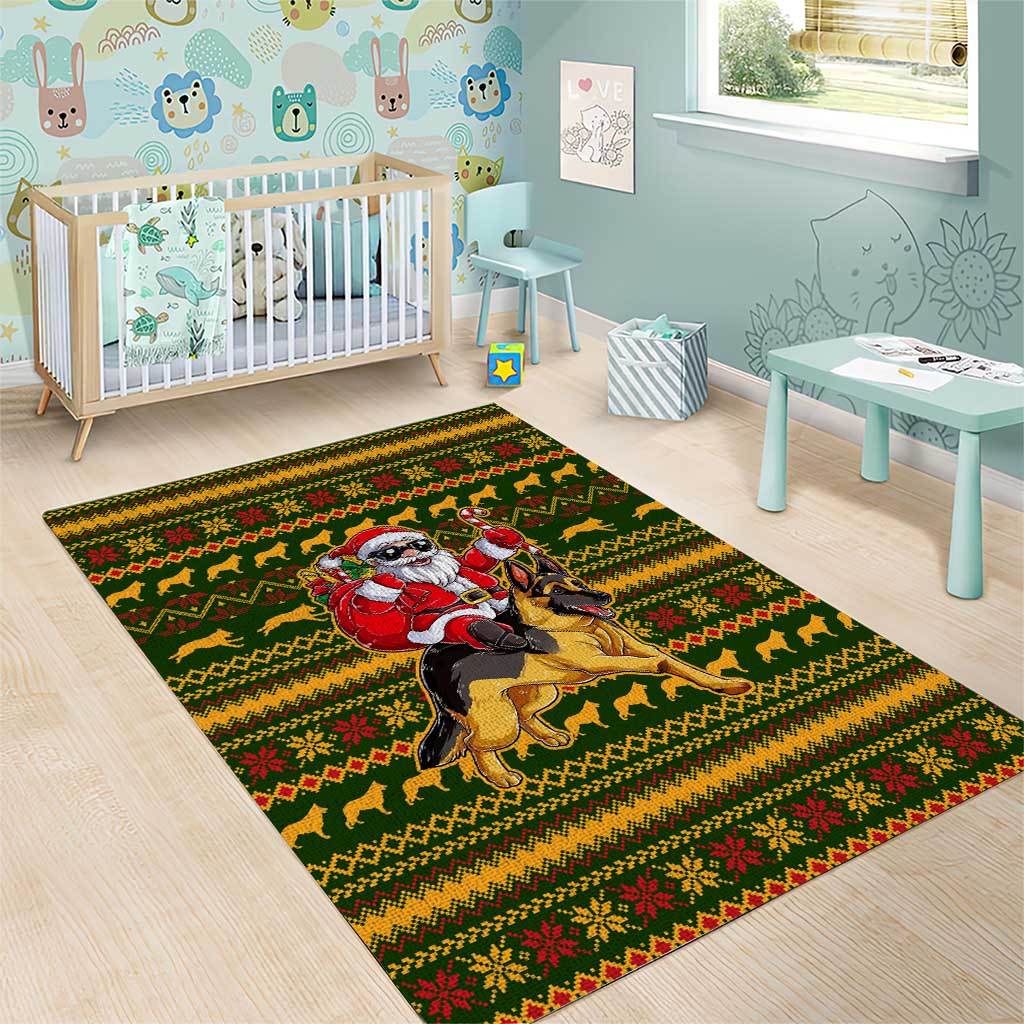 Awesome German Shepherd Dog Santa Claus Christmas Area Rug Xmas Holiday Patterns - Wonder Print Shop