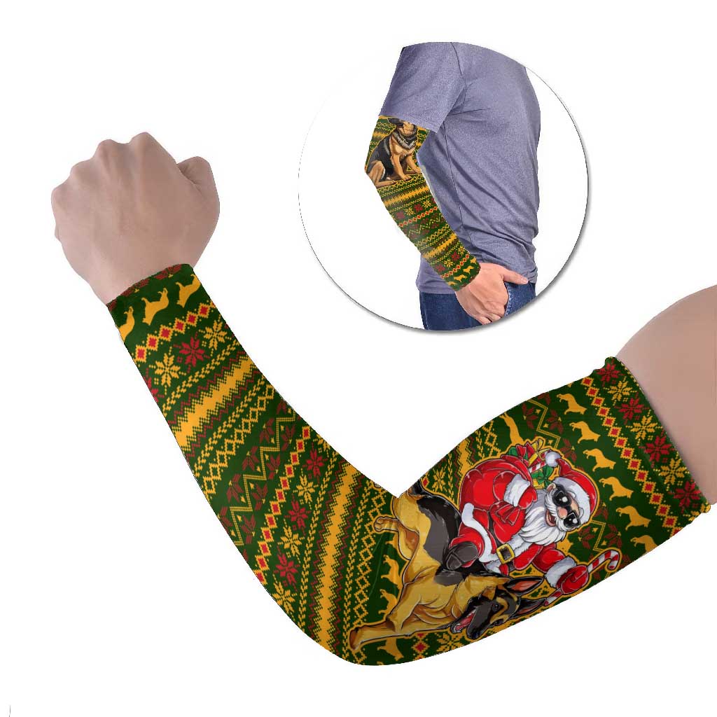 Awesome German Shepherd Dog Santa Claus Christmas Arm Sleeves Xmas Holiday Patterns - Wonder Print Shop