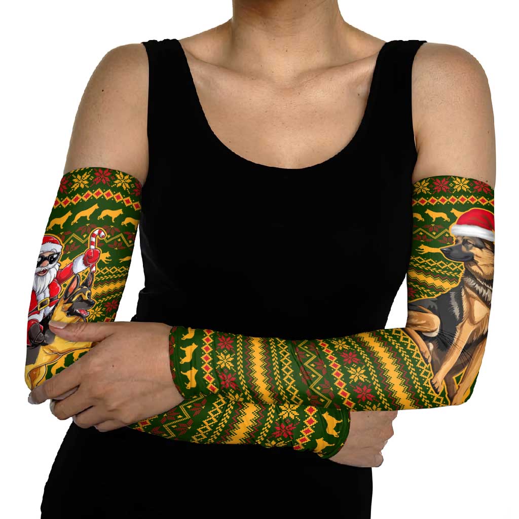 Awesome German Shepherd Dog Santa Claus Christmas Arm Sleeves Xmas Holiday Patterns - Wonder Print Shop