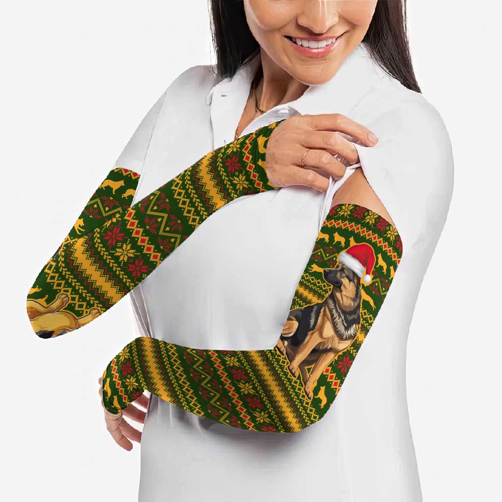 Awesome German Shepherd Dog Santa Claus Christmas Arm Sleeves Xmas Holiday Patterns - Wonder Print Shop