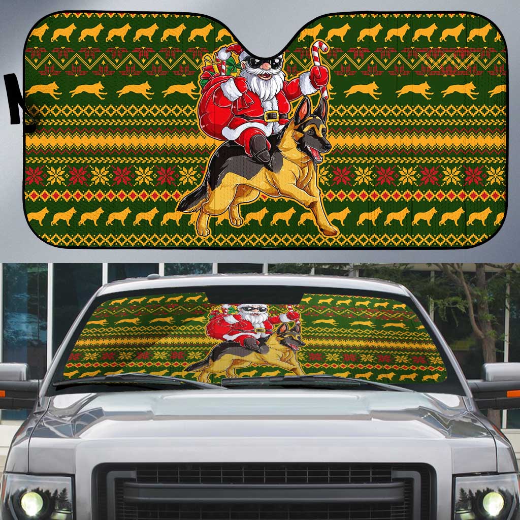 Awesome German Shepherd Dog Santa Claus Christmas Auto Sun Shade Xmas Holiday Patterns - Wonder Print Shop